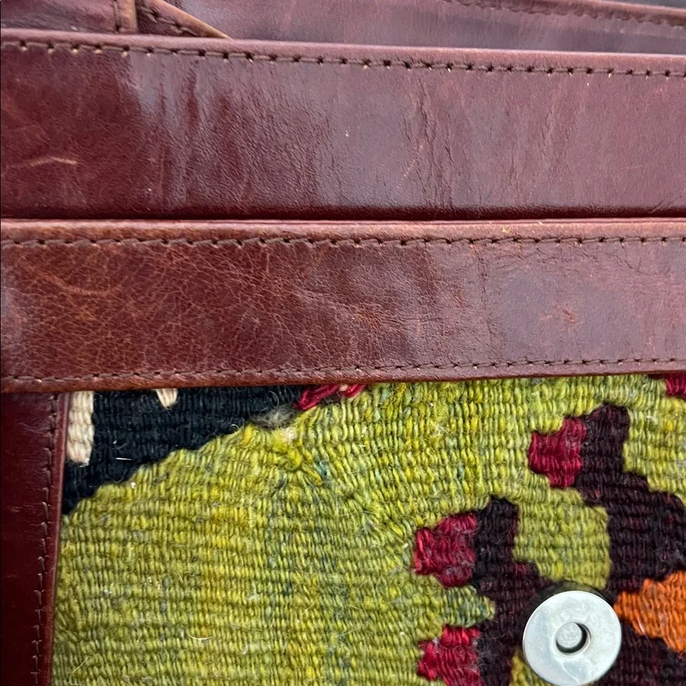 Vintage Turkish Kilim Leather Bag Boho